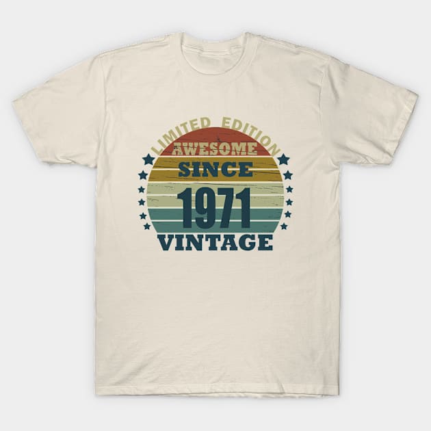 vintage 1971 birthday classic sunset T-Shirt by omitay